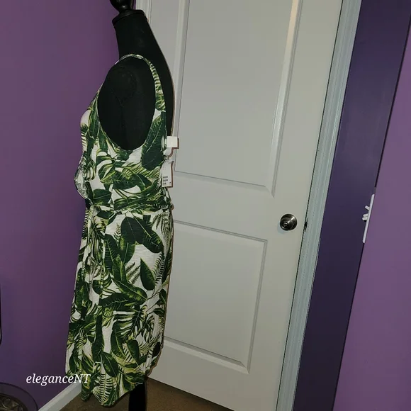 H & M Safari  style  faux-wrap Sleeveless Dress Sz: Large  NWT - Picture 7 of 12